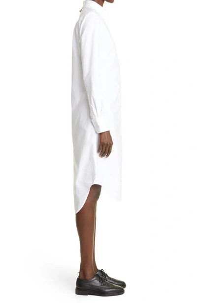 Shop Thom Browne Long Sleeve Oxford Button-down Shirtdress In White