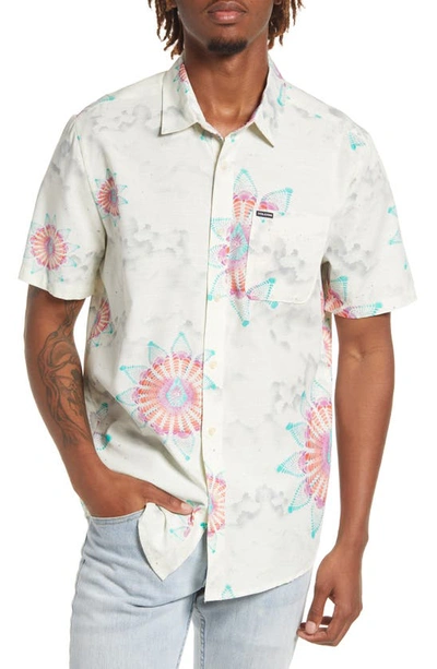 Shop Volcom Star Shields Short Sleeve Button-up Shirt In Coconut
