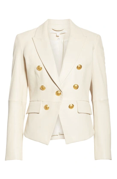 Shop Veronica Beard Cooke Leather Dickey Jacket In Ivory