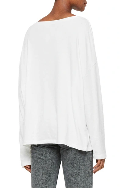 Shop Allsaints Rita Boatneck Long Sleeve Oversize T-shirt In Chalk White