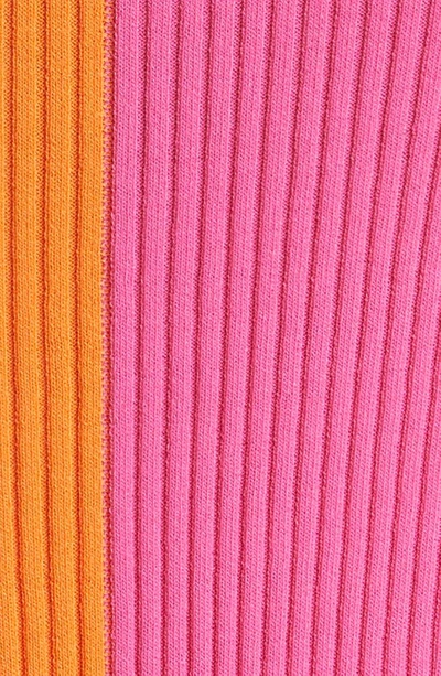 Shop Staud Shoko Colorblock Sweater In Magenta/ Tangerine/ Royal