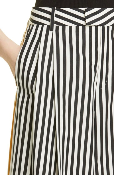 Shop Partow Rhett Mixed Stripe Cotton Wide Leg Pants In Black Stripe Combo