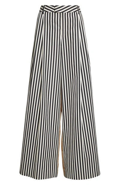 Shop Partow Rhett Mixed Stripe Cotton Wide Leg Pants In Black Stripe Combo