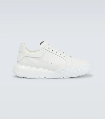 Shop Alexander Mcqueen Court Leather Sneakers In White/white