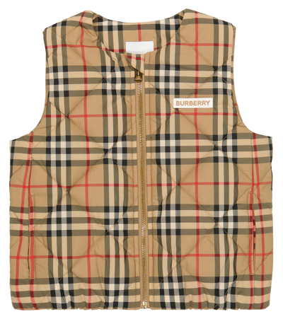 Shop Burberry Archive Check Padded Vest In Archive Beige Ip Chk