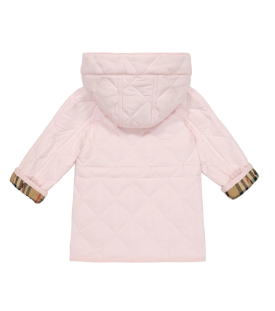 Shop Burberry Baby Quilted Jacket In Alabaster Pink