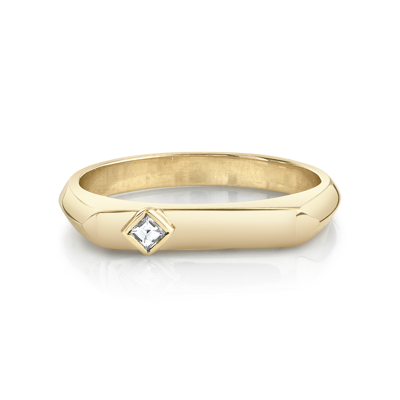 Shop Lizzie Mandler Stacking Ring In Yellow Gold,white Diamonds