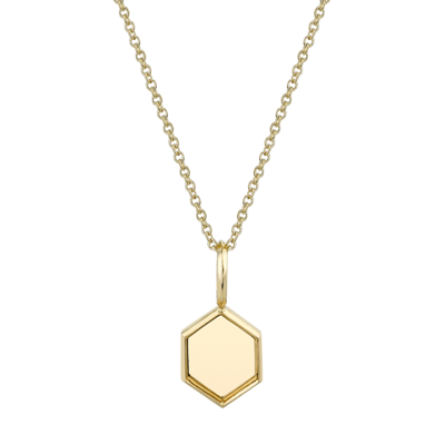 Shop Lizzie Mandler Mini Hexagon Charm Necklace With Knife Edge Border In Yellow Gold