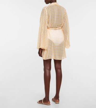 Shop Alexandra Miro Checked Minidress In Yellow Gingham