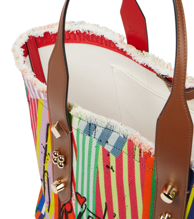 Christian Louboutin Frangibus Medium Printed Canvas Tote In Multi/coconut/gold