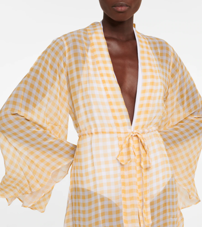 Shop Alexandra Miro Checked Minidress In Yellow Gingham