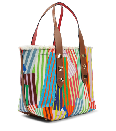Christian Louboutin Frangibus Medium Printed Canvas Tote In Multi/coconut/gold