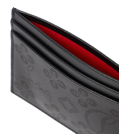 Shop Christian Louboutin Kios Perforated Leather Card Holder In Black