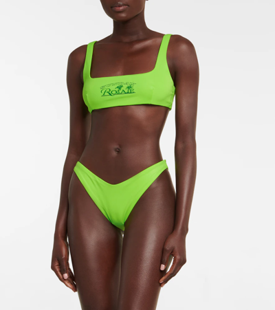 Shop Rotate Birger Christensen Pearla Logo Bikini In Green Flash