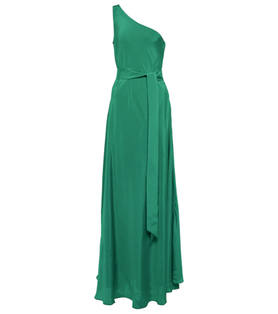 Shop Alexandra Miro Odette One-shoulder Maxi Dress In Emerald