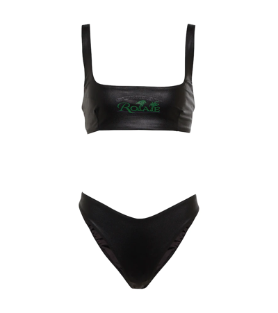 Shop Rotate Birger Christensen Pearla Logo Bikini In Black