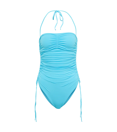 Shop Melissa Odabash Sydney Ruched Swimsuit In Aqua