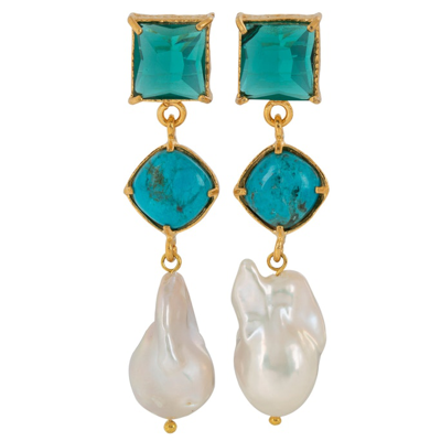 Shop Christie Nicolaides Eliana Earrings Turquoise In Blue