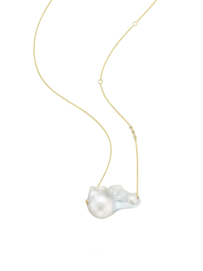 Shop Paige Novick Women's Organic Gems 18k-yellow-gold Vermeil, 24mm Baroque Pearl, & Diamond Necklace In Yellow Gold