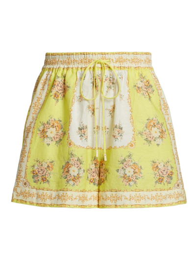 Shop Alemais Women's Catalina Cotton Drawstring Shorts In Lemon