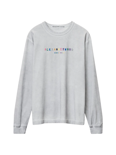 Shop Alexander Wang Women's Multicolor Puff Logo T-shirt In Silver Fox