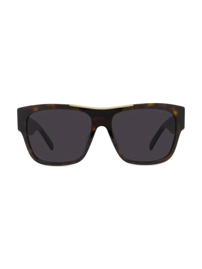 Shop Givenchy Men's Square Havana Logo Sunglasses In Brown