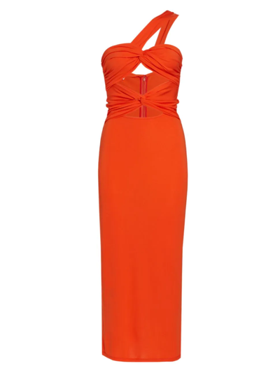 Shop Ronny Kobo Women's Mirabelle Cutout Midi-dress In Tangerine