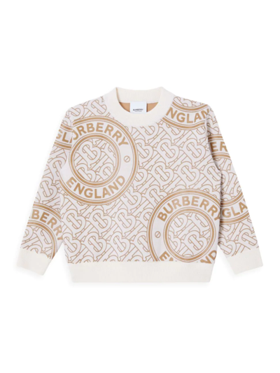Shop Burberry Little Boy's & Boy's Jaimie Montage Wool-blend Sweater In Ivory