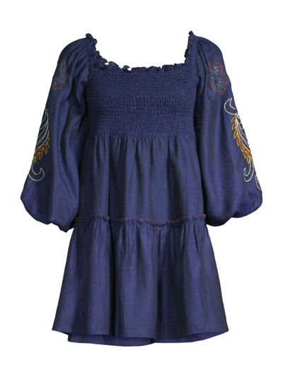 Shop Sachin & Babi Women's Lola Embroidered Minidress In Midnight Blue