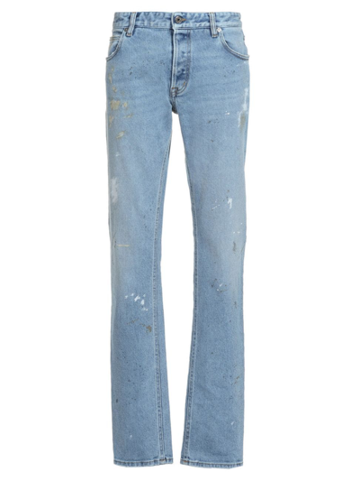 Just Cavalli Paint Splatter Low-rise Jeans In Indigo | ModeSens