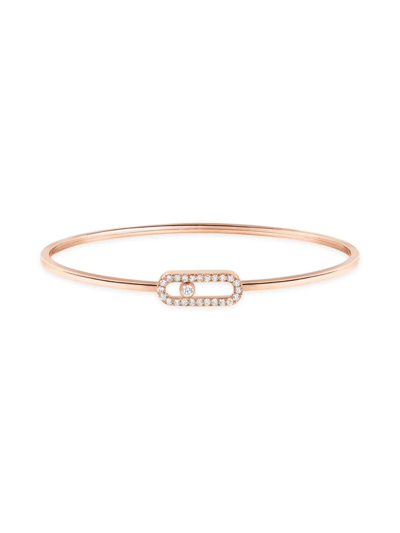 Shop Messika Women's Move Uno 18k Rose Gold & Diamond Bangle In Pink