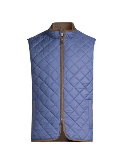 Shop Peter Millar Men's Essex Quilted Travel Vest In Storm Blue