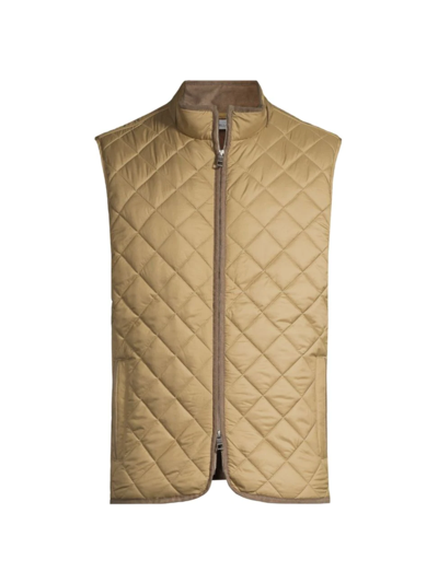 Shop Peter Millar Men's Essex Quilted Travel Vest In Khaki