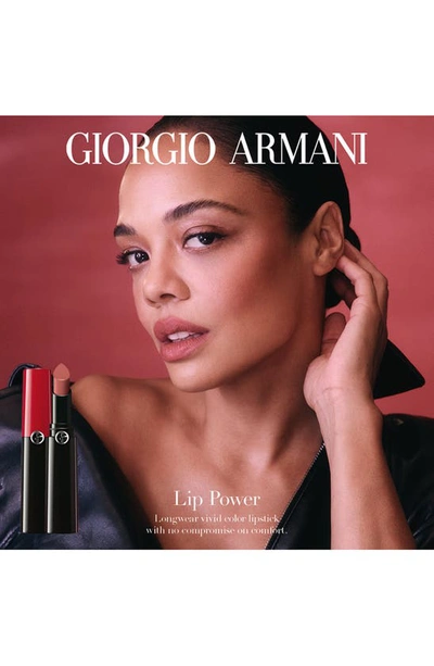 Shop Armani Collezioni Lip Power Long-lasting Satin Lipstick In 110 Beige Peach