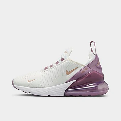 Shop Nike Girls' Big Kids' Air Max 270 Casual Shoes In Summit White/metallic Red Bronze/amethyst Wave
