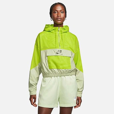 Shop Nike Women's Sportswear Paneled Mesh Jacket In Atomic Green/olive Aura/medium Olive