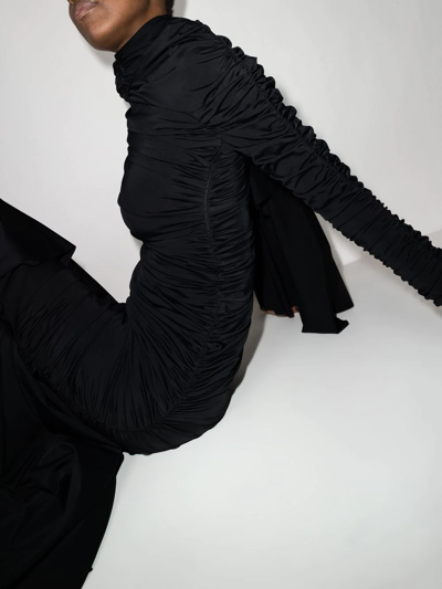 Shop Balenciaga Twisted Knots Ruched Draped Dress In Black