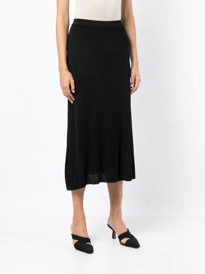 Ferragamo Ribbed-knit A-line Skirt In Black