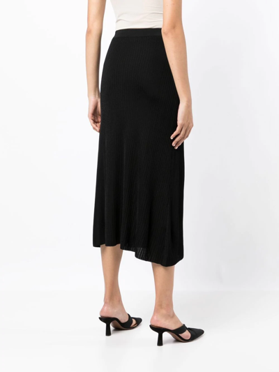 Ferragamo Ribbed-knit A-line Skirt In Black
