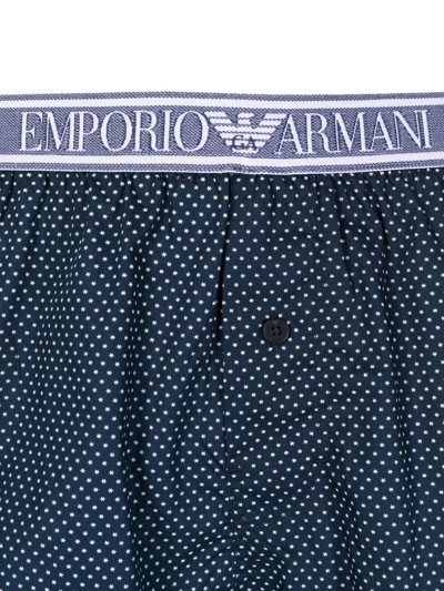 Shop Emporio Armani Logo-waistband Boxers In Blue