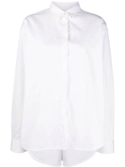Totême Toteme Logo Embroidered Cotton Shirt In White