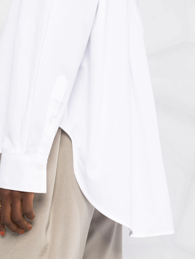 Totême Toteme Logo Embroidered Cotton Shirt In White