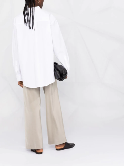 Totême Toteme Logo Embroidered Cotton Shirt In White