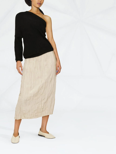 Shop Totême Crinkled Midi Skirt In Neutrals