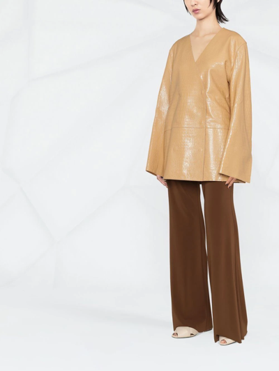 Totême Crocodile-embossed Single-breasted Blazer In Neutrals