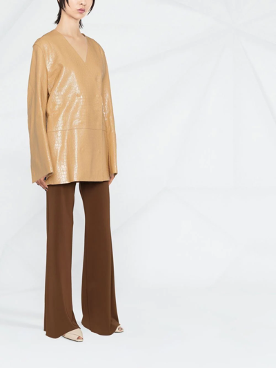 Totême Crocodile-embossed Single-breasted Blazer In Neutrals