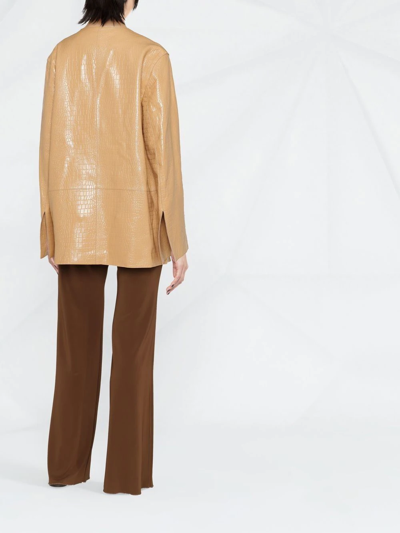 Totême Crocodile-embossed Single-breasted Blazer In Neutrals