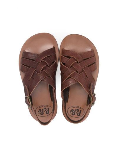 Shop Pèpè Braided-strap Leather Sandals In Brown