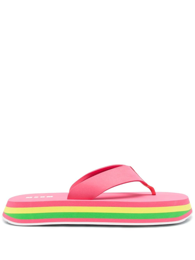 Shop Msgm Thong-strap Chunky Flip Flops In Pink