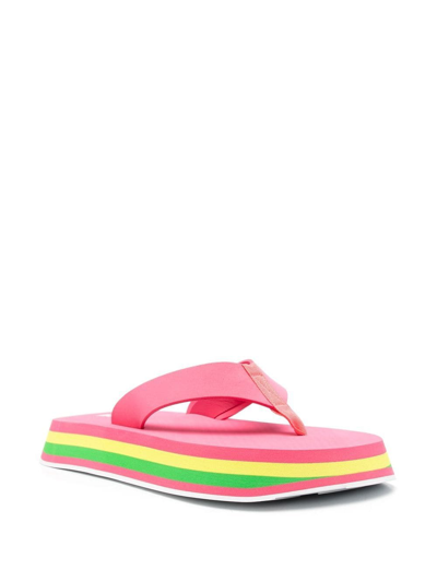 Shop Msgm Thong-strap Chunky Flip Flops In Pink